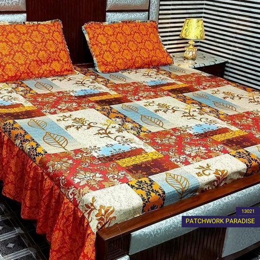 Patchwork Paradise - Frilled Bed Sheet