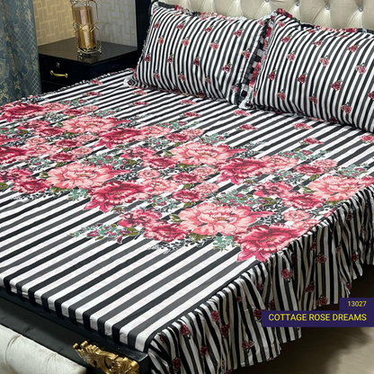 Cottage Rose Dreams - Frilled Bed Sheet