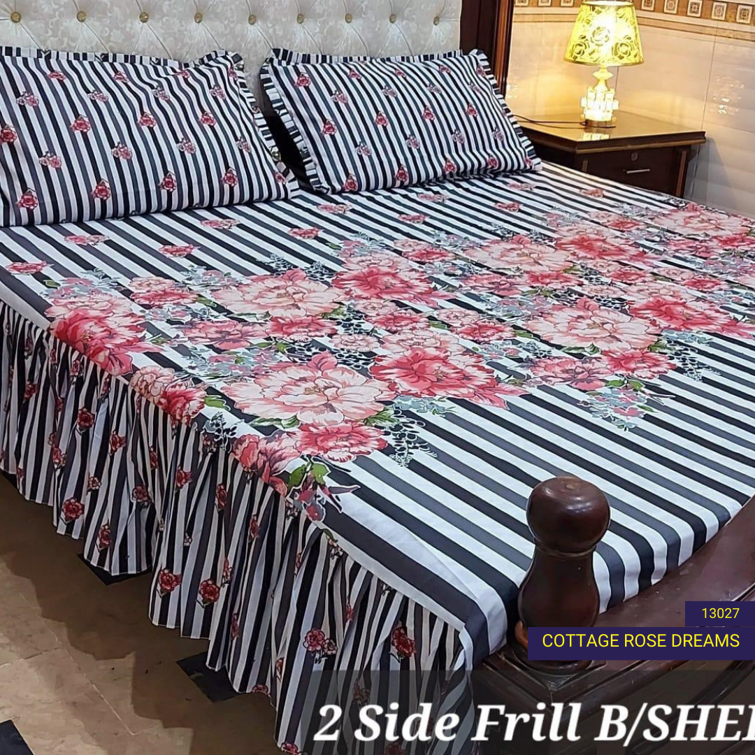 Cottage Rose Dreams - Frilled Bed Sheet