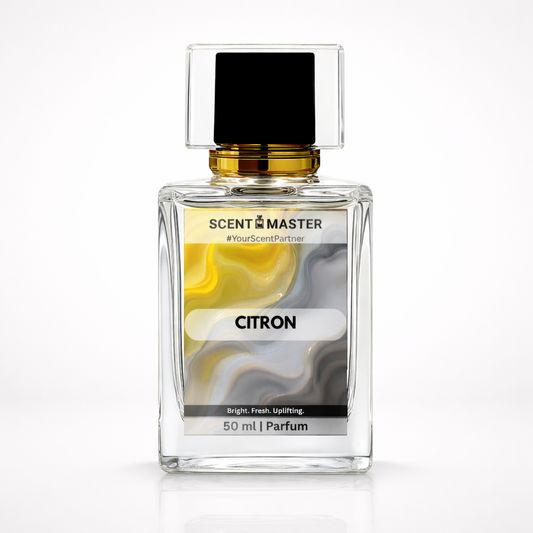 Perfume bottle labeled 'Citron' by Scent Master on a white background