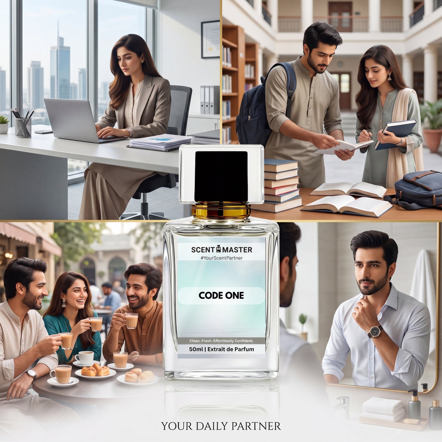 Code One by Scent Master daily partner lifestyle perfume for office, university, casual outings and everyday freshness in Pakistan