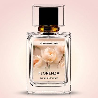 Florenza soft floral perfume bottle front view by Scent Master.