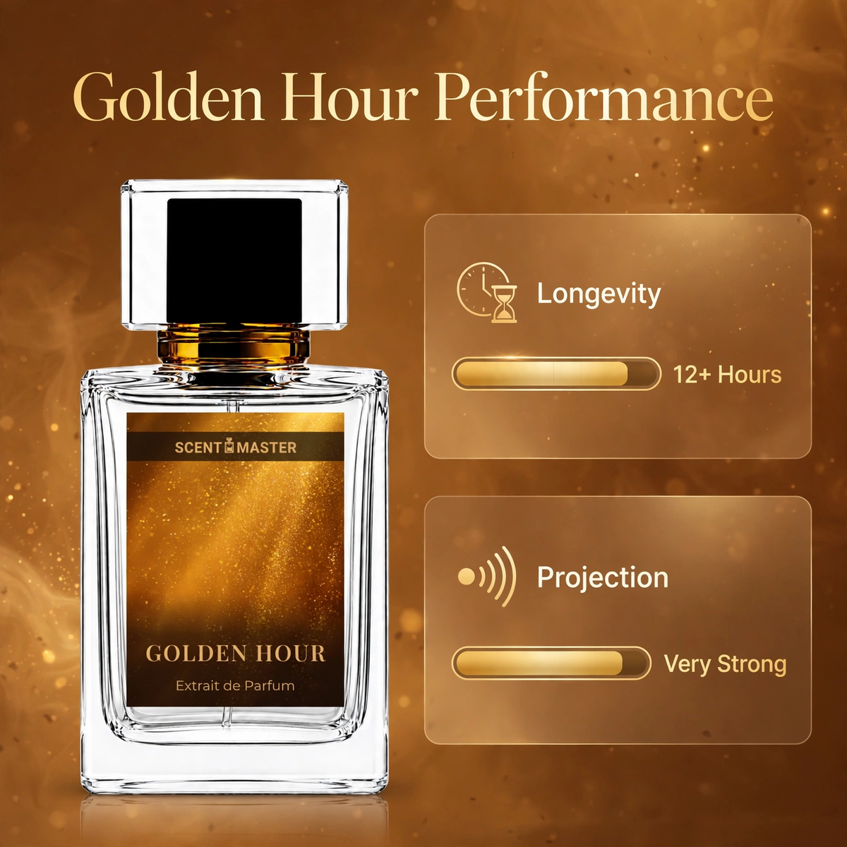 Golden Hour performance infographic showing longevity and projection