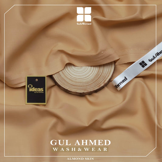 Gul Ahmed Elegance Wash & Wear Unstitched Suit Fabric | Premium Ready-to-Stitch | Almond Skin | GAWM-01