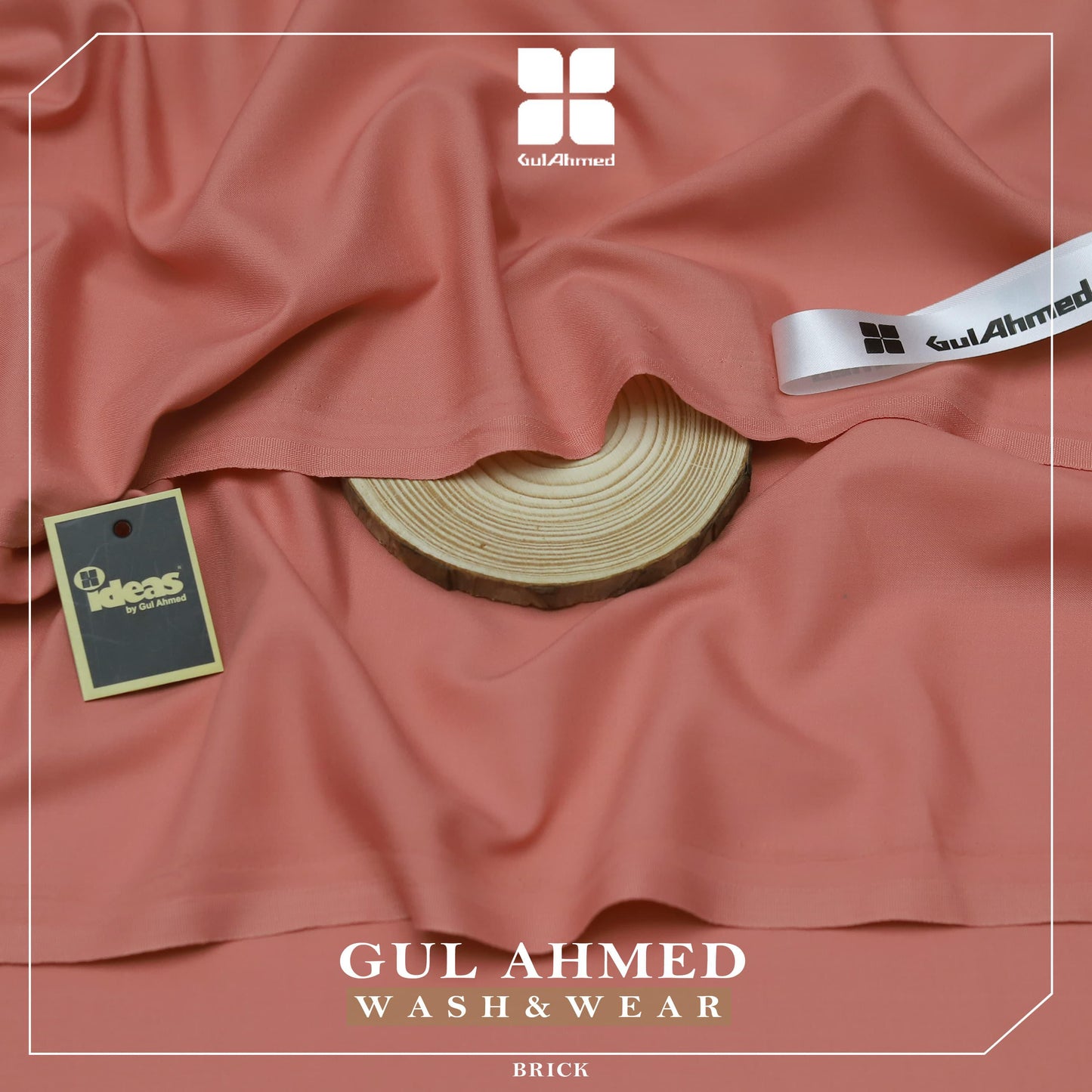 Gul Ahmed Elegance Wash & Wear Unstitched Suit Fabric | Premium Ready-to-Stitch | Brick | GAWM-03