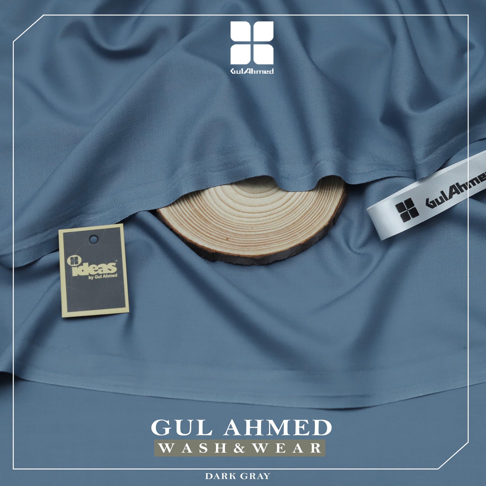 Gul Ahmed Elegance Wash & Wear Unstitched Suit Fabric | Premium Ready-to-Stitch | Dark Gray | GAWM-05