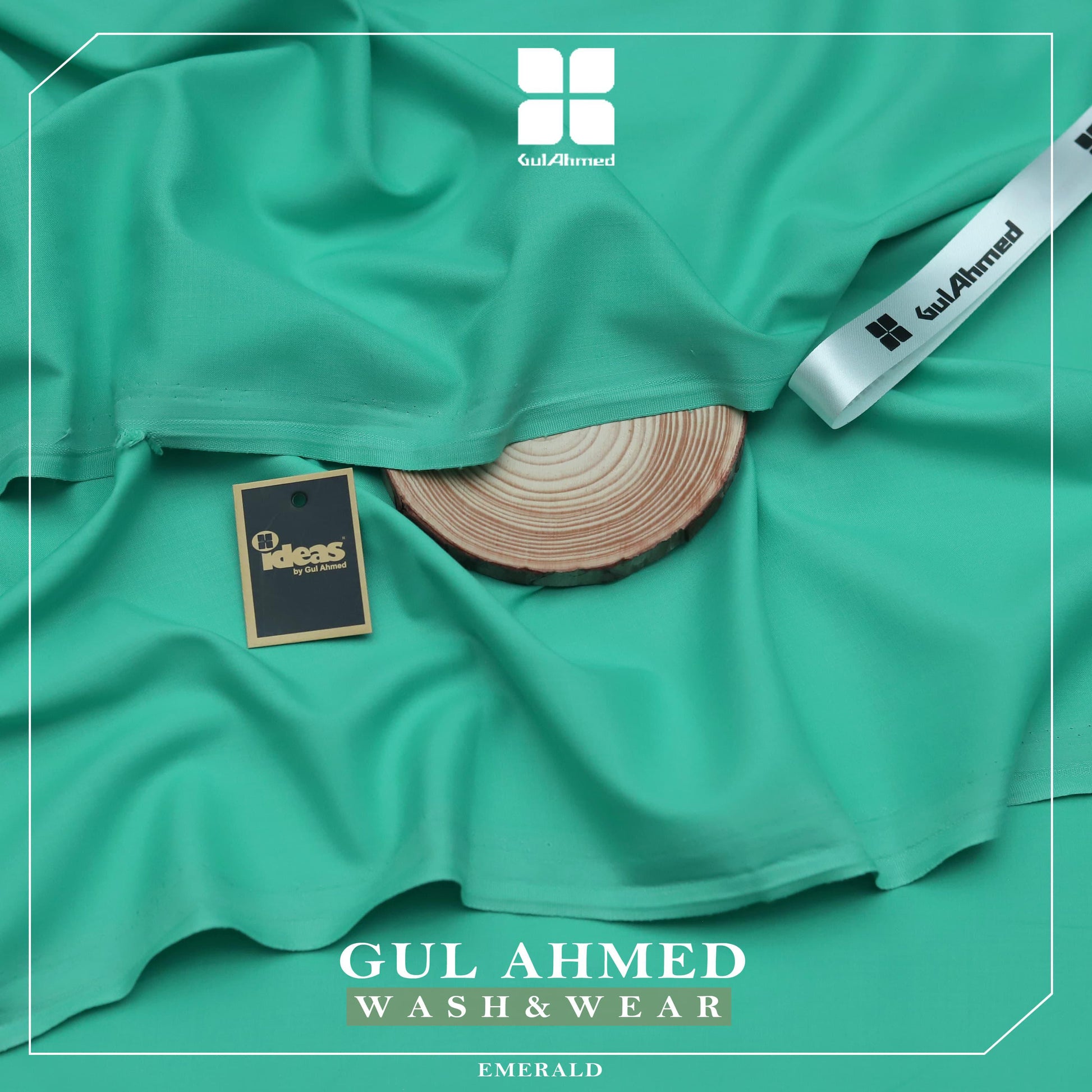 Gul Ahmed Elegance Wash & Wear Unstitched Suit Fabric | Premium Ready-to-Stitch | Emerald | GAWM-06