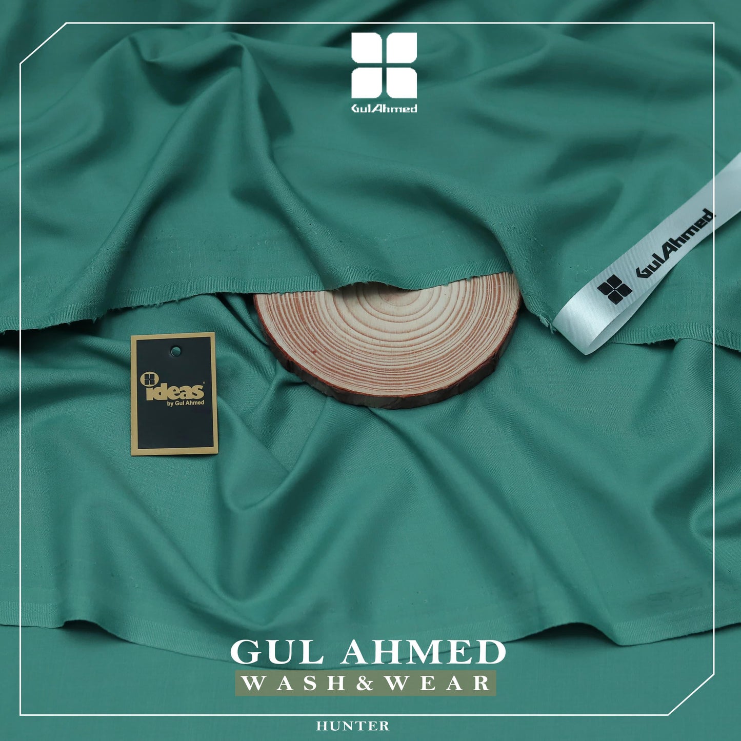 Gul Ahmed Elegance Wash & Wear Unstitched Suit Fabric | Premium Ready-to-Stitch | Hunter | GAWM-07