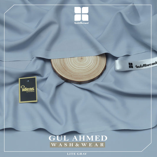 Gul Ahmed Elegance Wash & Wear Unstitched Suit Fabric | Premium Ready-to-Stitch | Lite Gray | GAWM-09