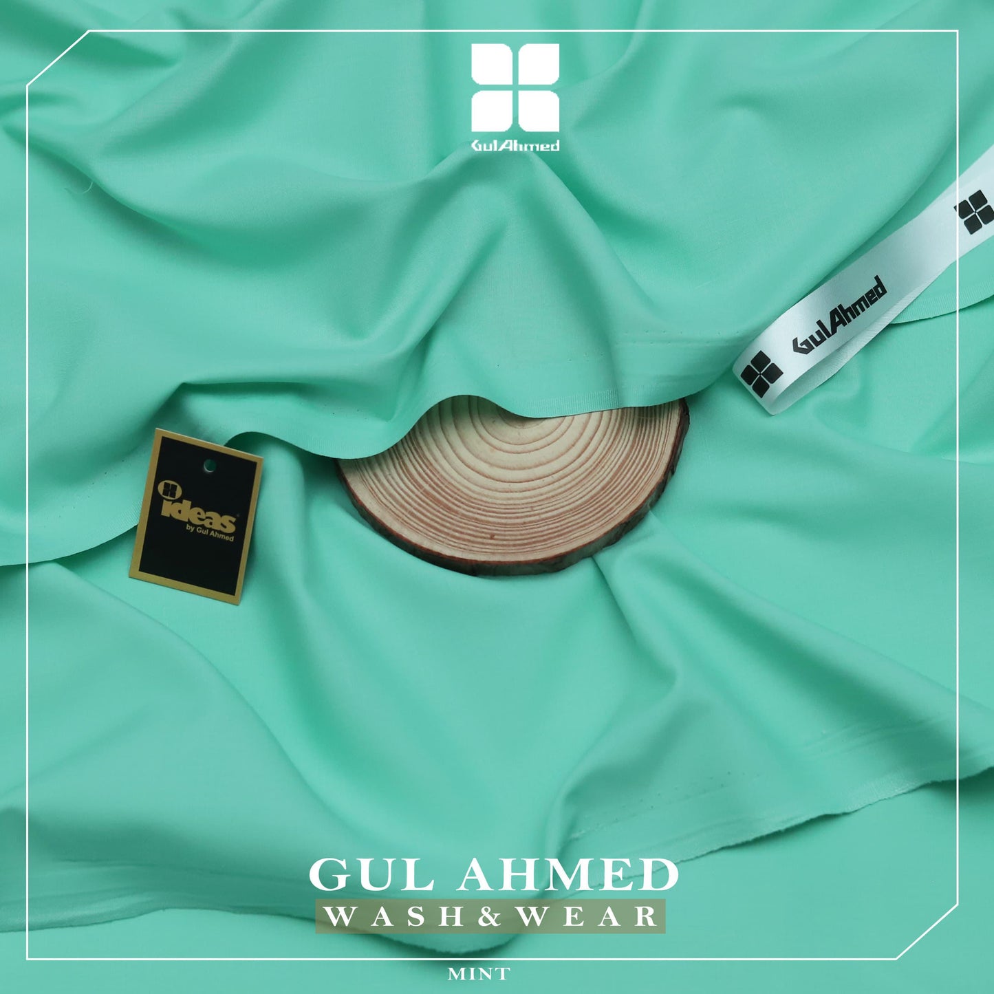 Gul Ahmed Elegance Wash & Wear Unstitched Suit Fabric | Premium Ready-to-Stitch | Mint | GAWM-11