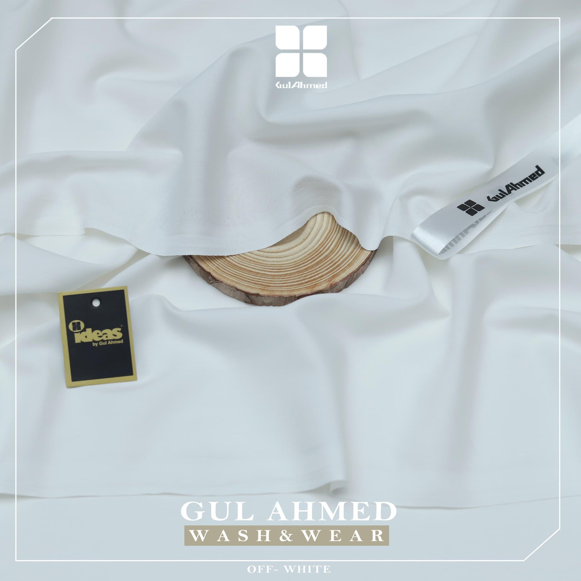 Gul Ahmed Elegance Wash & Wear Unstitched Suit Fabric | Premium Ready-to-Stitch | Off White | GAWM-12