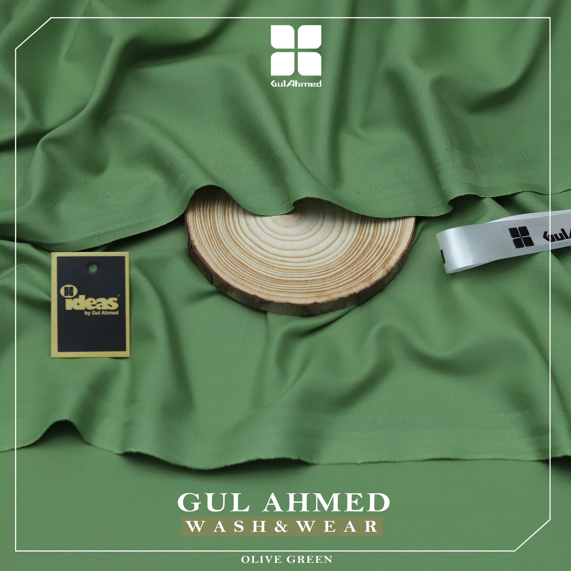 Gul Ahmed Elegance Wash & Wear Unstitched Suit Fabric | Premium Ready-to-Stitch | Olive Green | GAWM-13