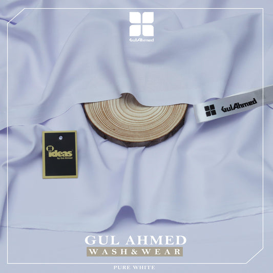 Gul Ahmed Elegance Wash & Wear Unstitched Suit Fabric | Premium Ready-to-Stitch | Pure White | GAWM-14