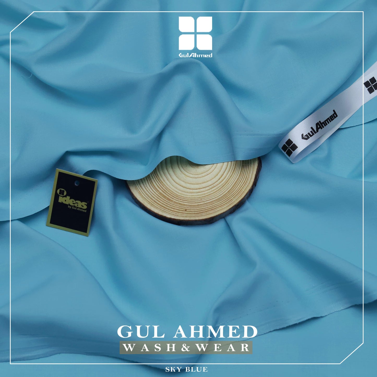 Gul Ahmed Elegance Wash & Wear Unstitched Suit Fabric | Premium Ready-to-Stitch | Sky Blue | GAWM-17