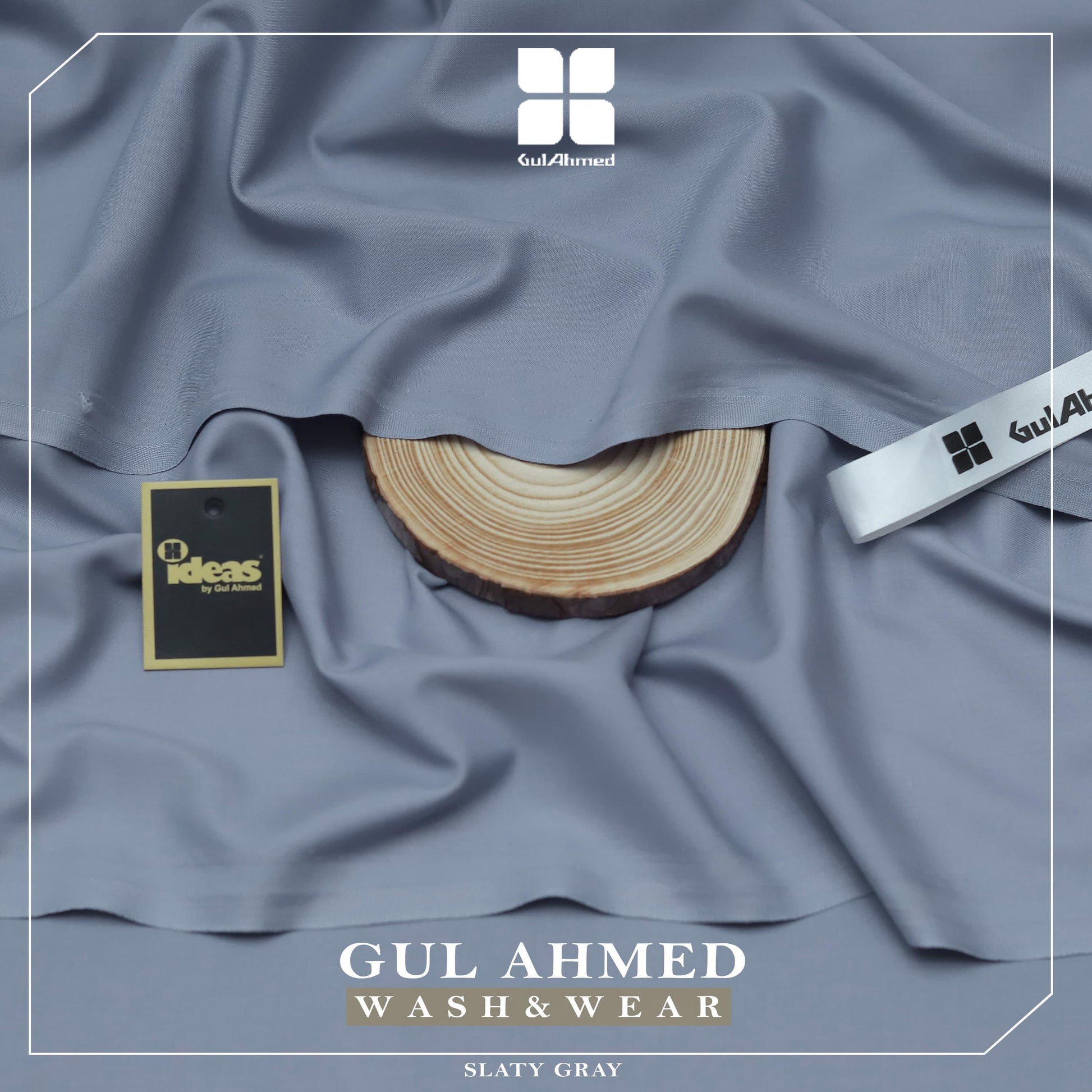 Gul Ahmed Elegance Wash & Wear Unstitched Suit Fabric | Premium Ready-to-Stitch | Slaty Gray | GAWM-18