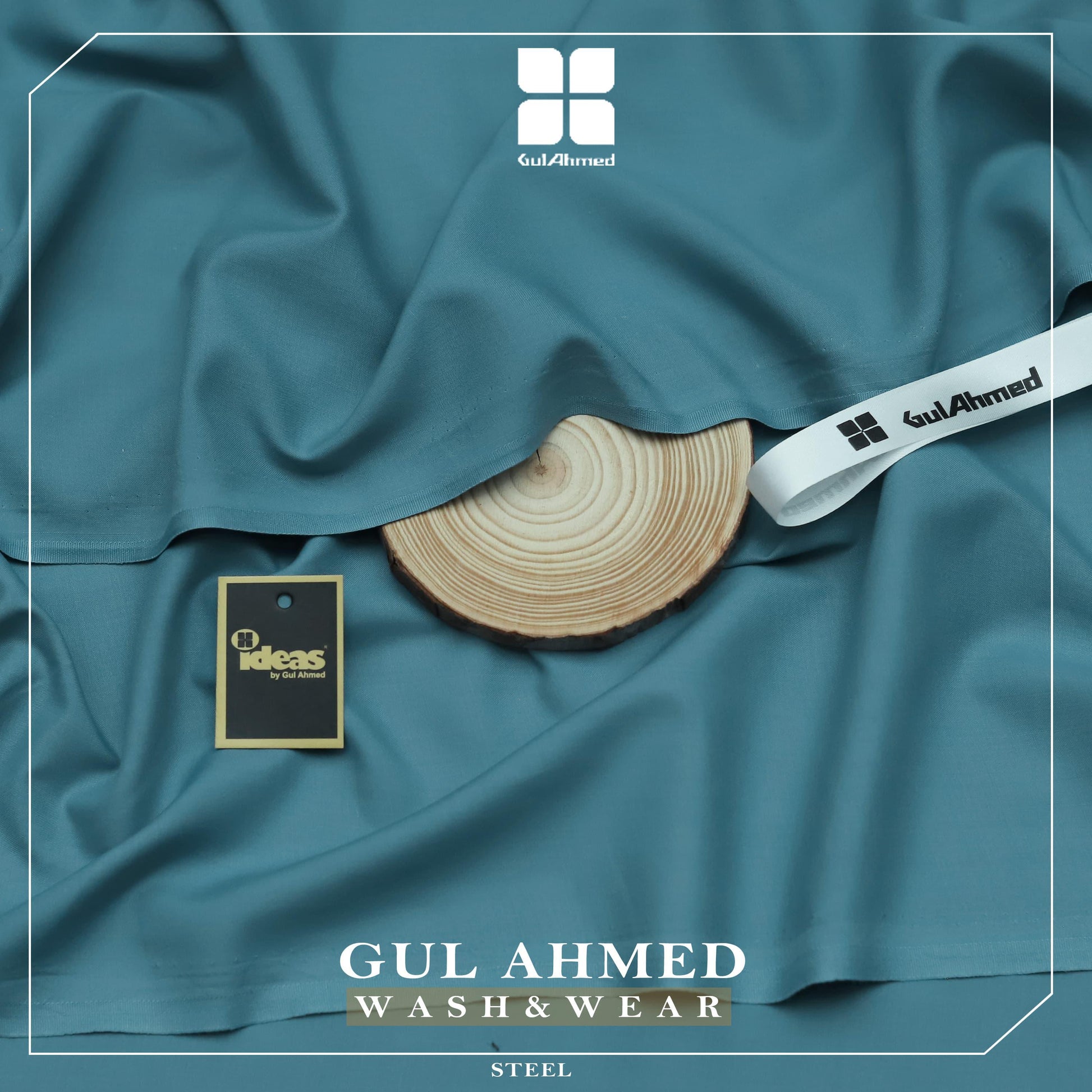 Gul Ahmed Elegance Wash & Wear Unstitched Suit Fabric | Premium Ready-to-Stitch | Steel | GAWM-19