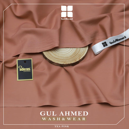 Gul Ahmed Elegance Wash & Wear Unstitched Suit Fabric | Premium Ready-to-Stitch | Tea Pink | GAWM-20