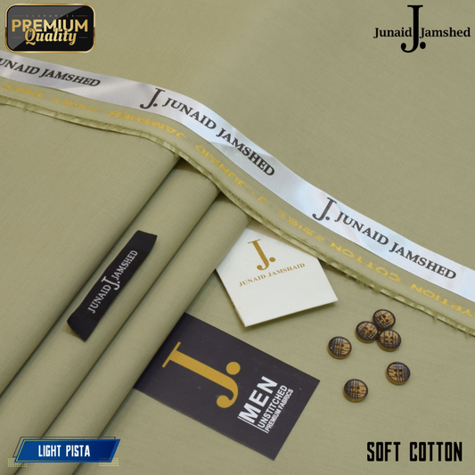 Premium Quality Summer Cotton Unstitched Suit for Men - Light Pista - JJCT-07
