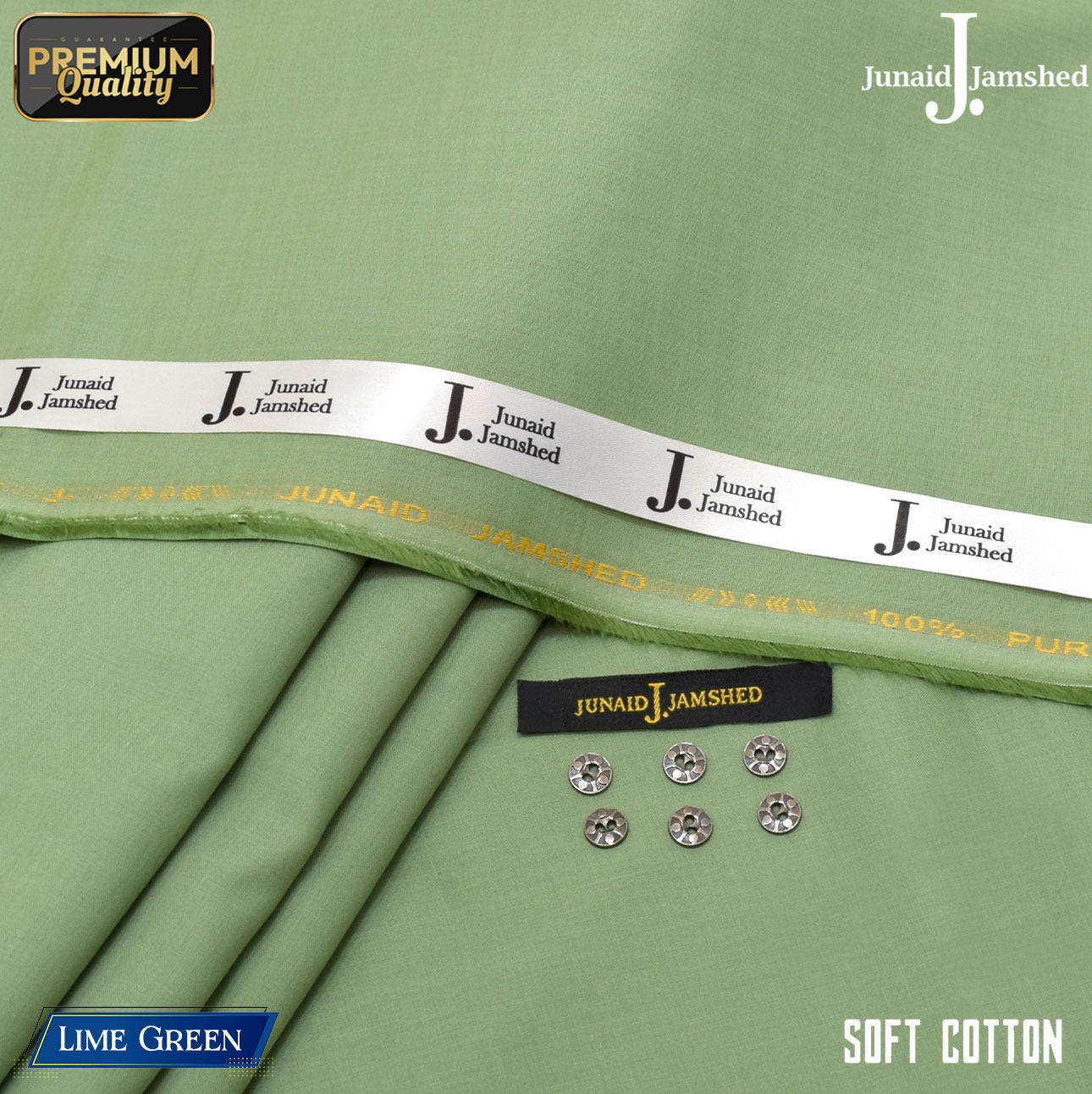 Premium Quality Summer Cotton Unstitched Suit for Men - Lime Green - JJCT-24