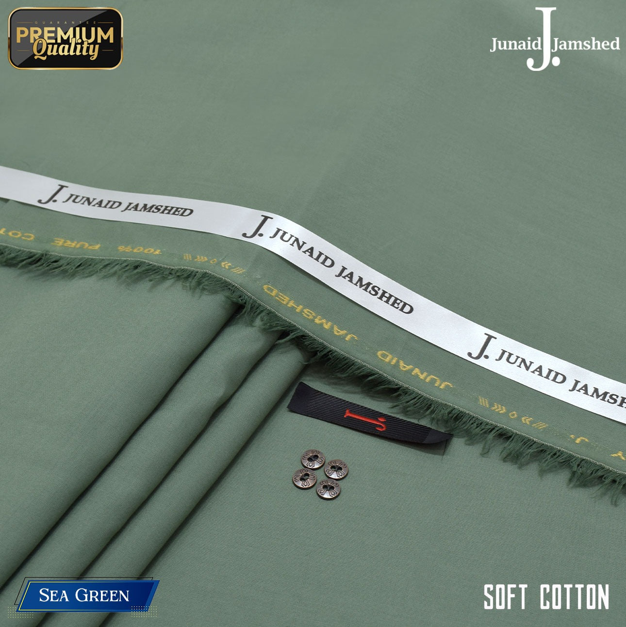 Premium Quality Summer Cotton Unstitched Suit for Men - Sea Green - JJCT-13