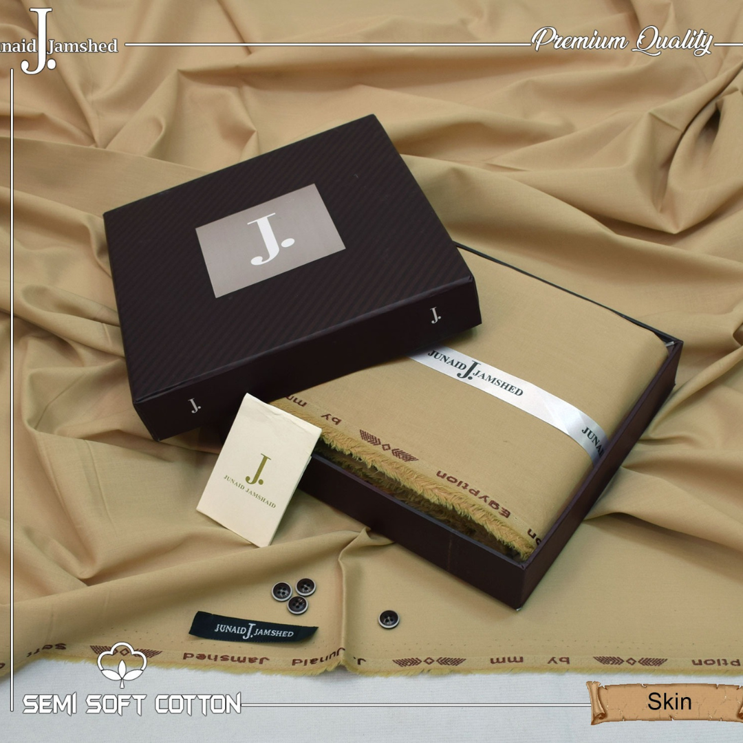 Semi Soft Cotton Box Pack Unstitched Suit for Men - Skin - JJCB-13