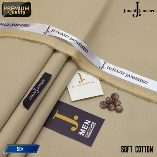 Premium Quality Summer Cotton Unstitched Suit for Men - Skin - JJCT-14