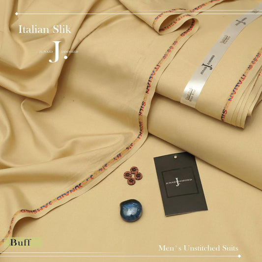 j dot Premium Quality Italian Silk Boski Wash n Wear Unstitched Suit for Men | Buff