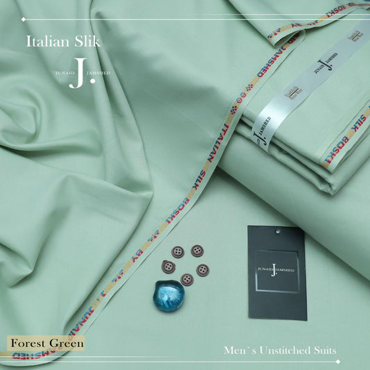 j dot Premium Quality Italian Silk Boski Wash n Wear Unstitched Suit for Men | Forest Green