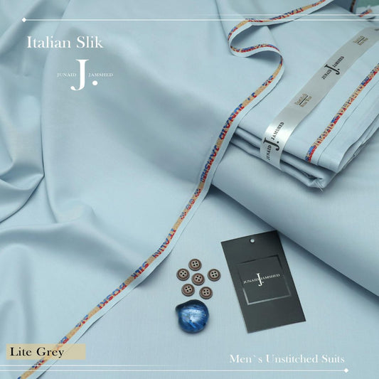 j dot Premium Quality Italian Silk Boski Wash n Wear Unstitched Suit for Men | Lite Grey