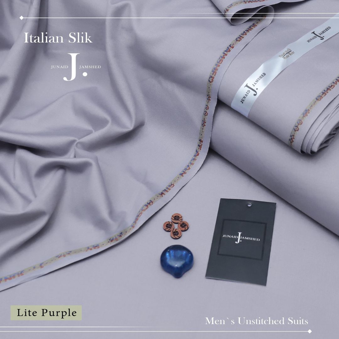 j dot Premium Quality Italian Silk Boski Wash n Wear Unstitched Suit for Men | Lite Purple