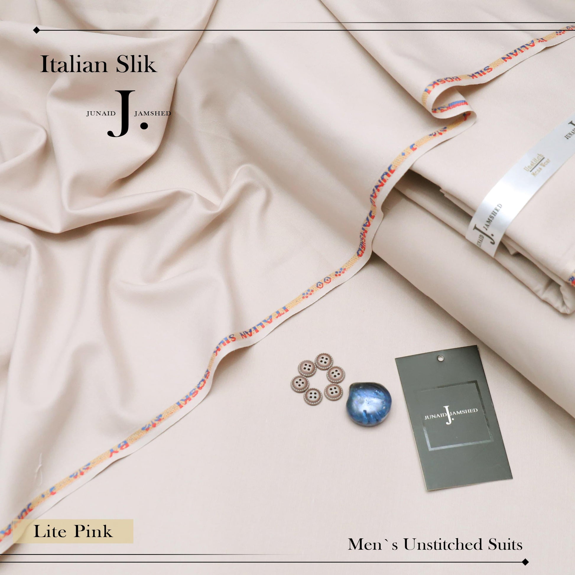 j dot Italian Silk Boski Wash n Wear Unstitched Suit for Men | Lite Pink