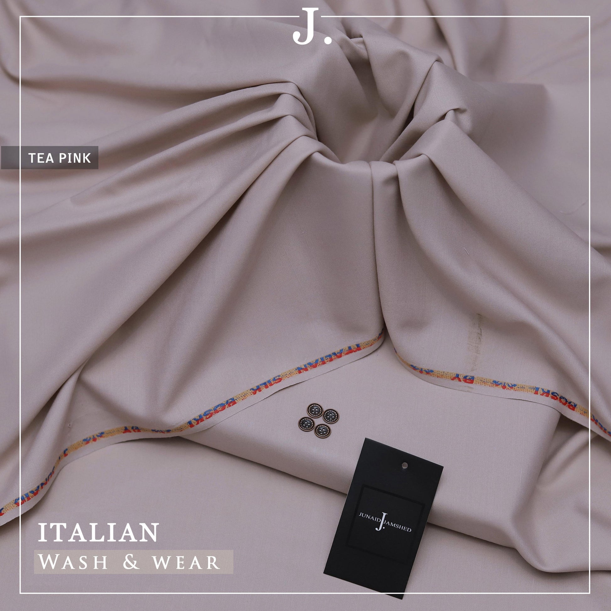 j dot Italian Silk Boski Wash n Wear Unstitched Suit for Men | Tea Pink