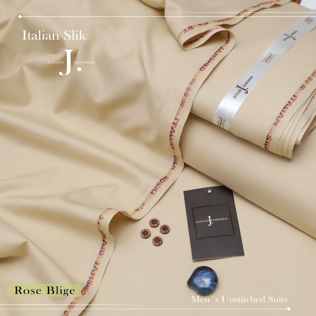 j dot Premium Quality Italian Silk Boski Wash n Wear Unstitched Suit for Men | Rose Blige