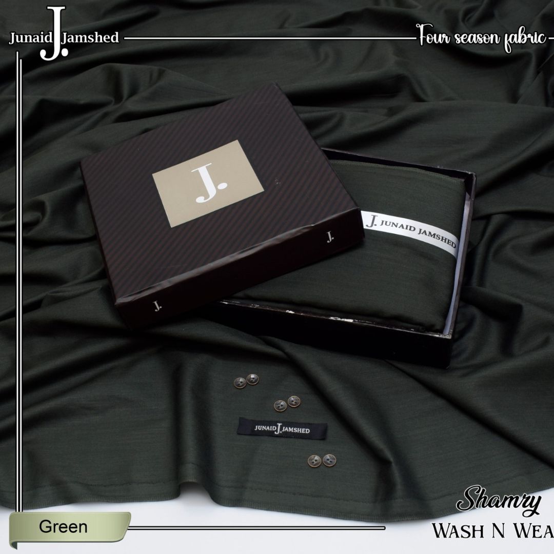 Premium Quality Shamry Wash n Wear Unstitched Suit for Men - Green - JJHB-06