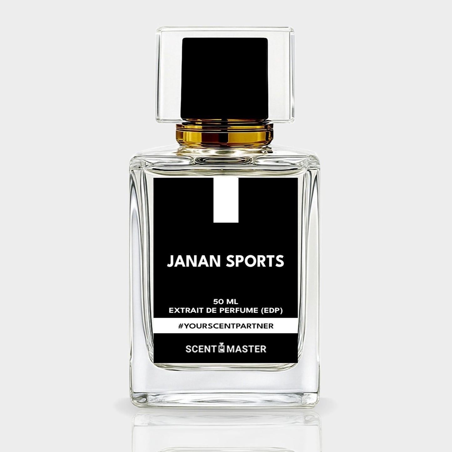 Perfume bottle labeled 'JANAN SPORTS' on a white background
