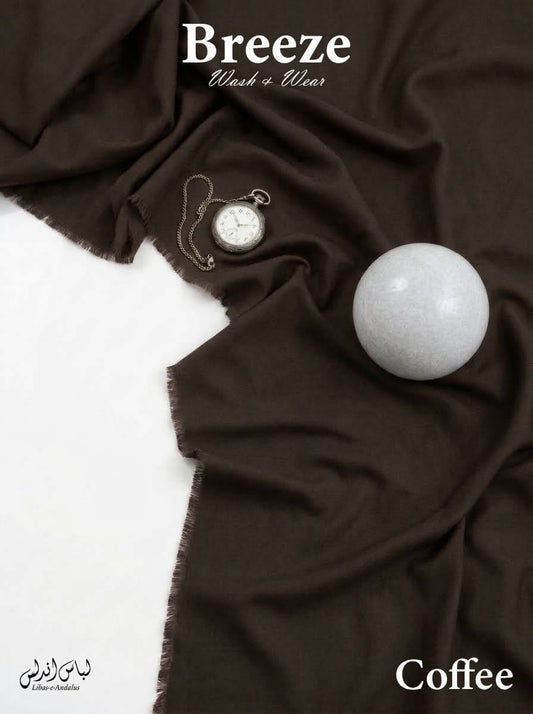 Coffee Breeze Wash and Wear unstitched fabric for men draped in soft folds, Libas-e-Andalus