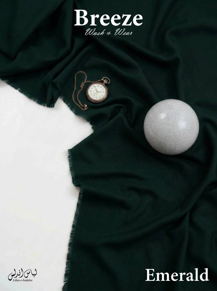 Emerald Breeze Wash and Wear unstitched fabric for men draped in soft folds, Libas-e-Andalus