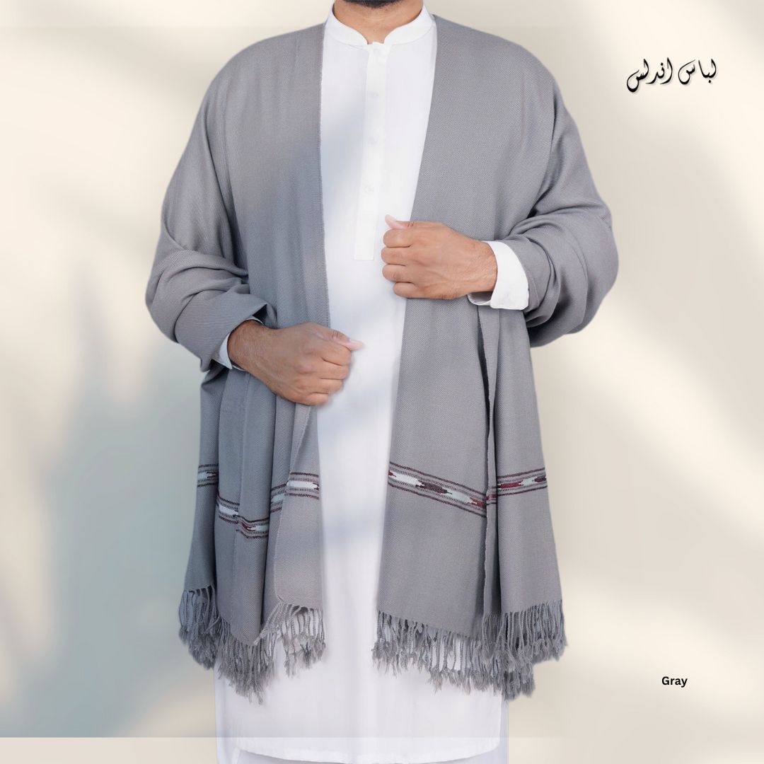 Original Blended Wool Shawl for Men | Gray