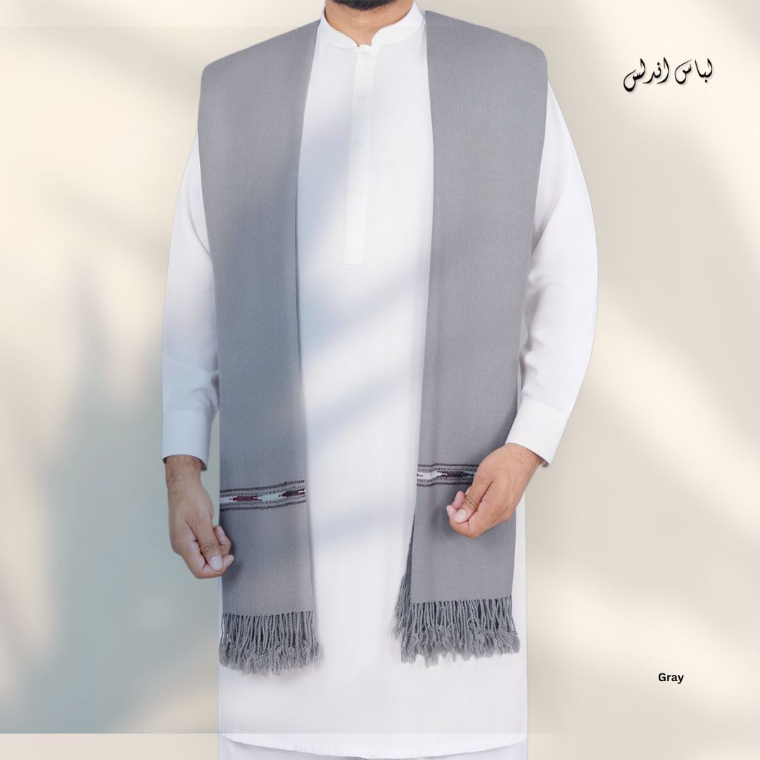 Original Blended Wool Shawl for Men | Gray