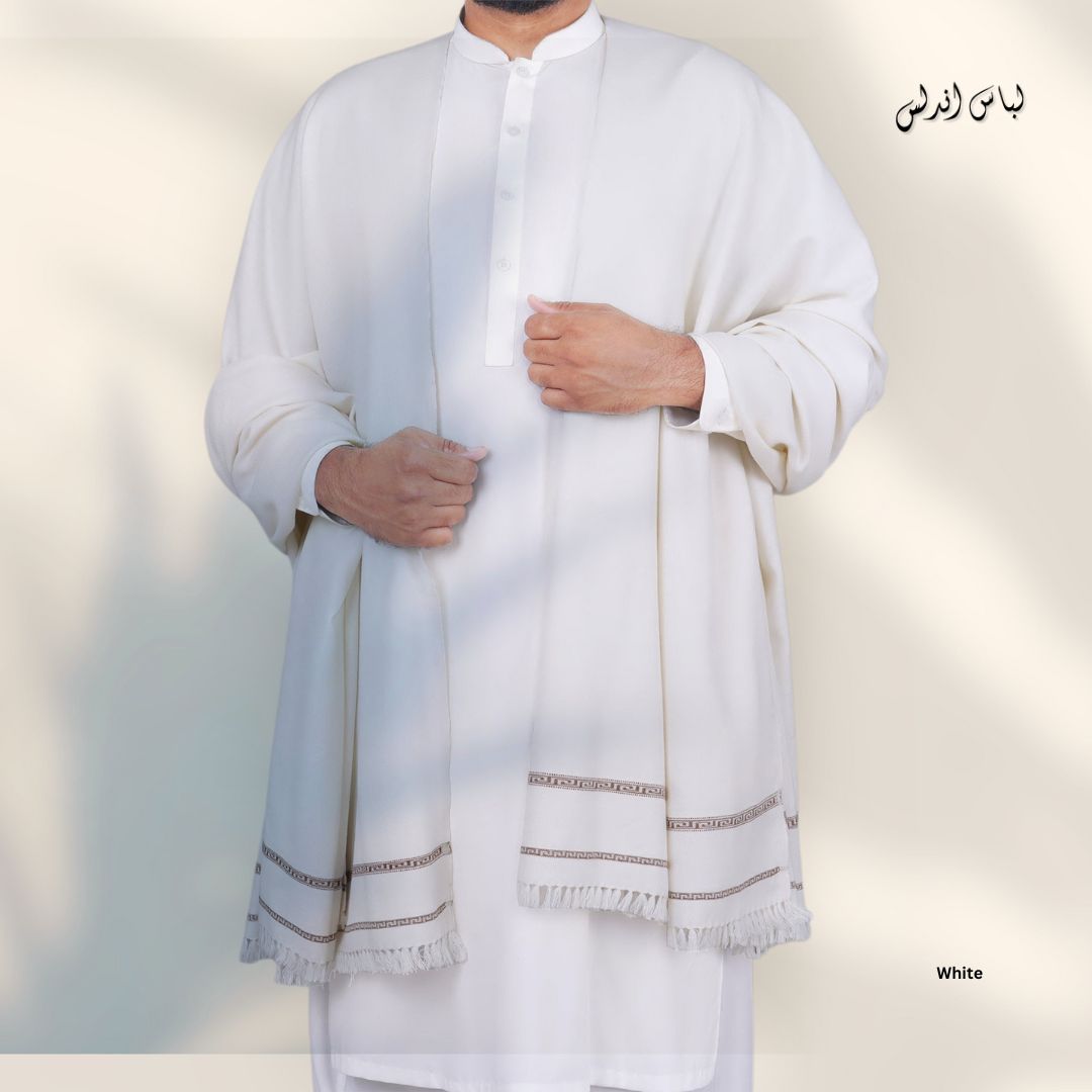 Original Blended Wool Shawl for Men | White