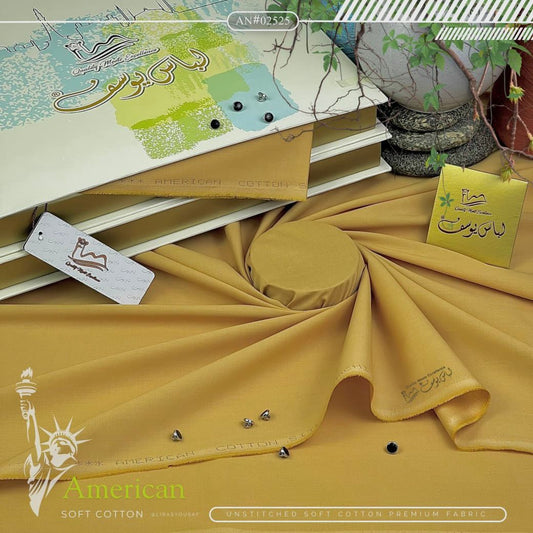 Libas-e-Yousaf American Soft Cotton Unstitched Suit Fabric | Premium Gifting Bundle with Metallic Buttons | AN-02525