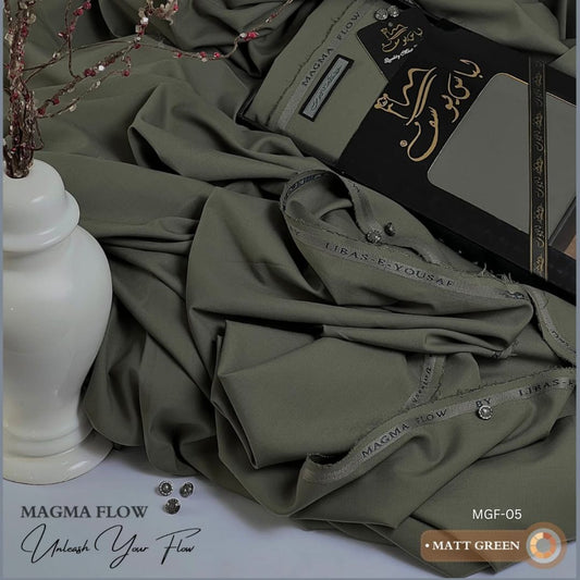 Libas-e-Yousaf Magma Flow Premium Quality Winter Wash and Wear Unstitched Suit for Men | Matt Green | MGF-05