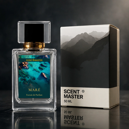 Maré perfume bottle and packaging box by Scent Master