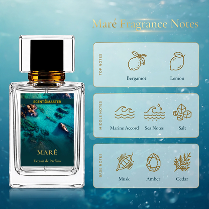 Maré perfume fragrance notes infographic by Scent Master