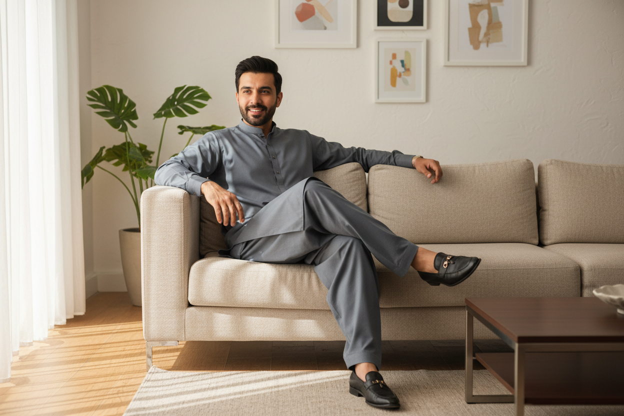 Comfortable Gray Shalwar Kameez - Modern Home Lounge