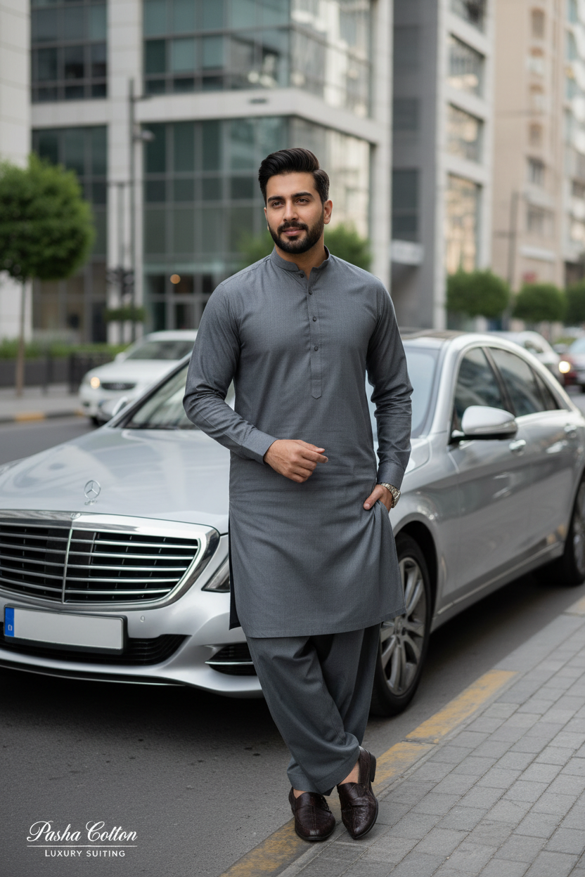 Premium Gray Cotton Suit - Luxury Lifestyle