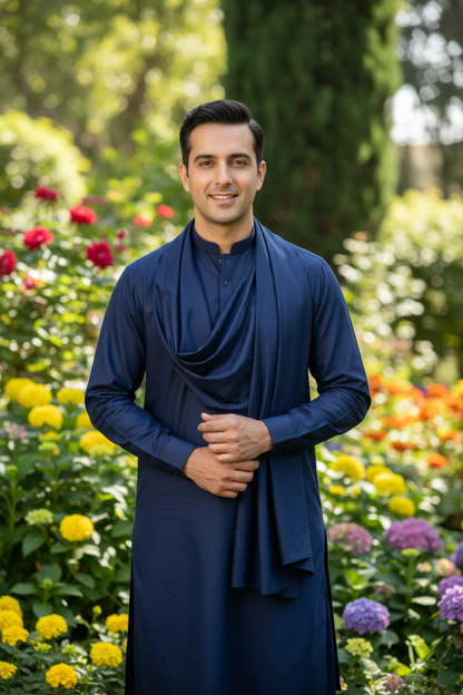Pasha Premium Navy Blue Cotton Shalwar Kameez - Garden Outdoor Lifestyle