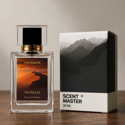 Nomad perfume bottle and packaging box by Scent Master