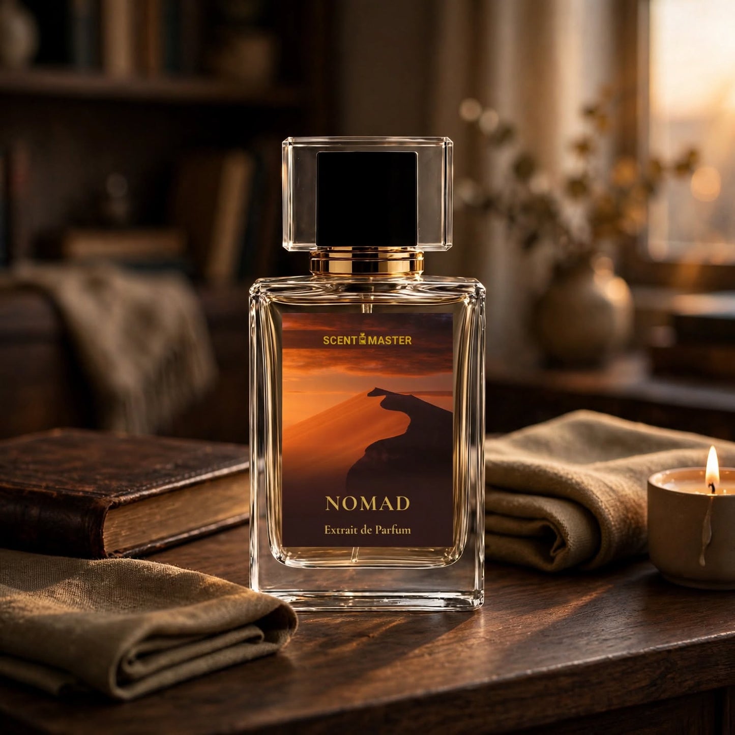 Nomad Oriental Amber perfume in a luxury lifestyle setting