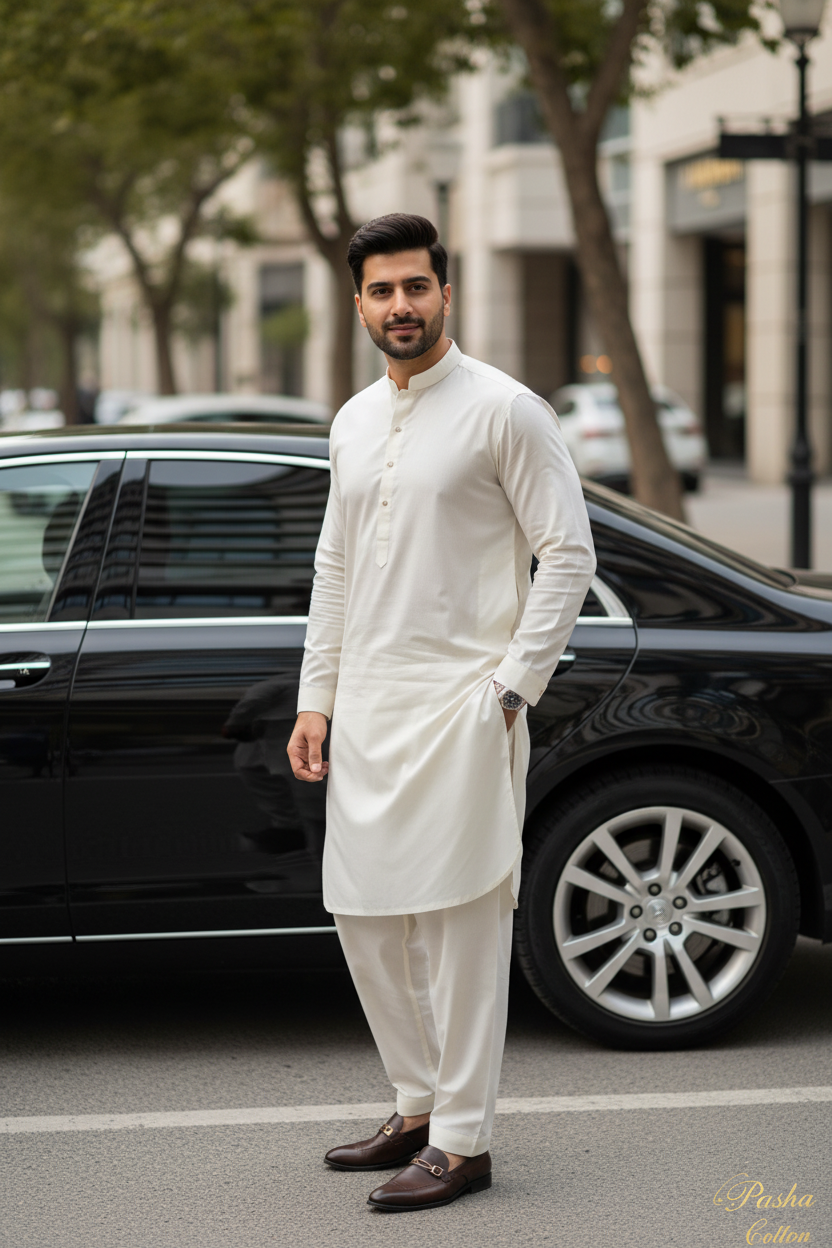 Premium Off White Cotton Suit - Luxury Lifestyle